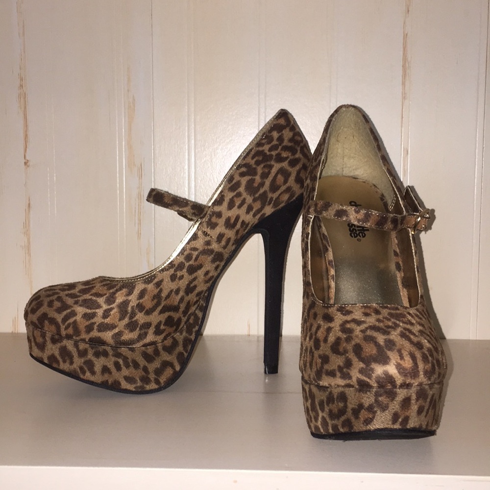 Leopard fabric heels
